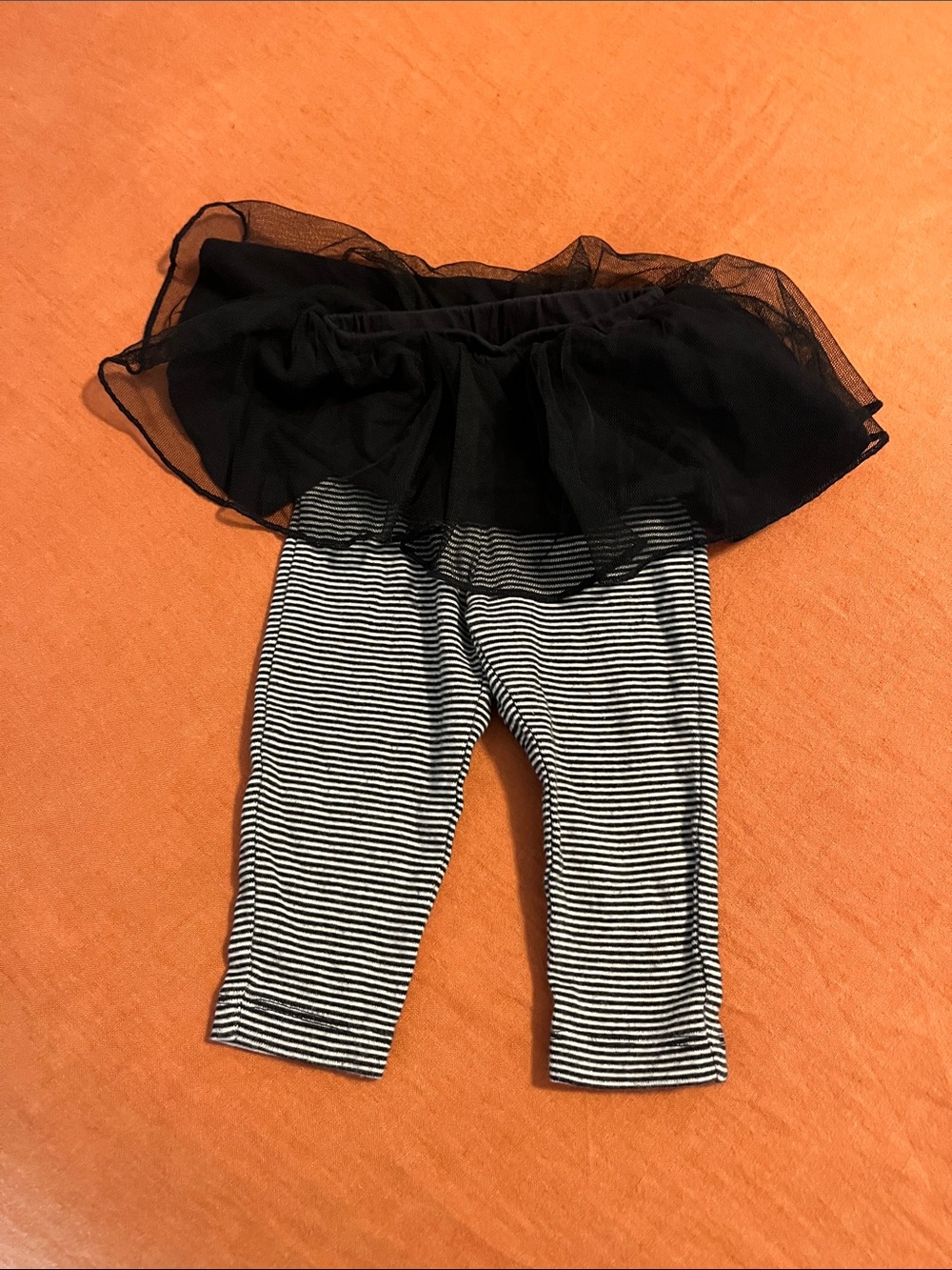 Carter's Black Tulle Tutu Leggings with Black & White Stripes